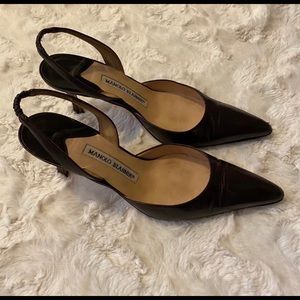 Manolo Blahnik Carolyne sling back heels 7.5 brown